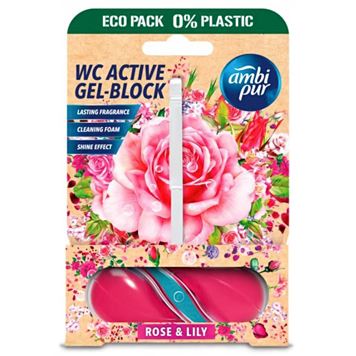 Гелевий підвісний блок для туалету Ambi Pur WC Active Gel-Block Троянда і лілія, 45 г (838357) - 